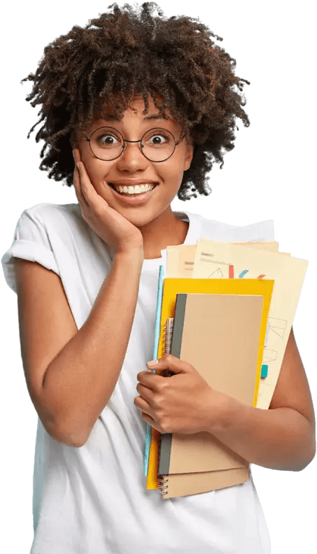 Student with folders